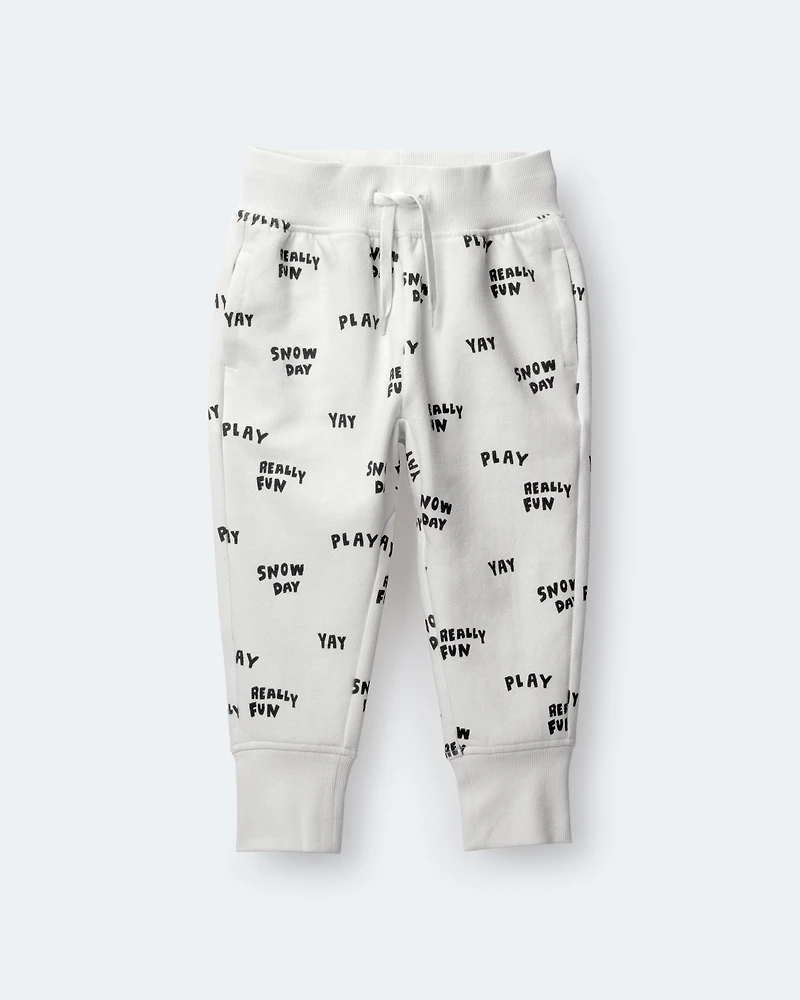 Toddler City Park™ Jogger Pant Snow Day Print - Cream
