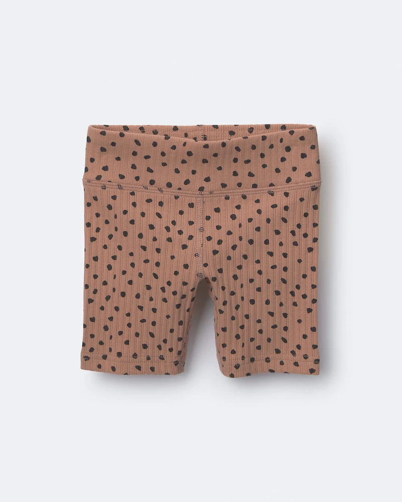 Toddler Girl Brooklyn Bike Shorts Dot Print - Tan