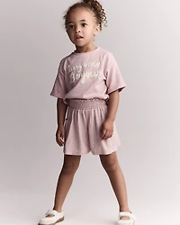 Toddler Girl Swing Short with Pockets - Rose