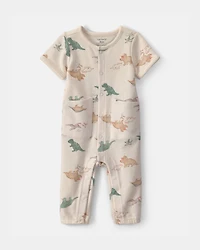Baby Boy Dinosaur Jumpsuit - Cream
