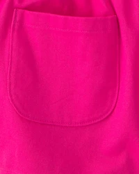 Girls 2-Piece Ruffle-Sleeve Top & Short Set - Pink