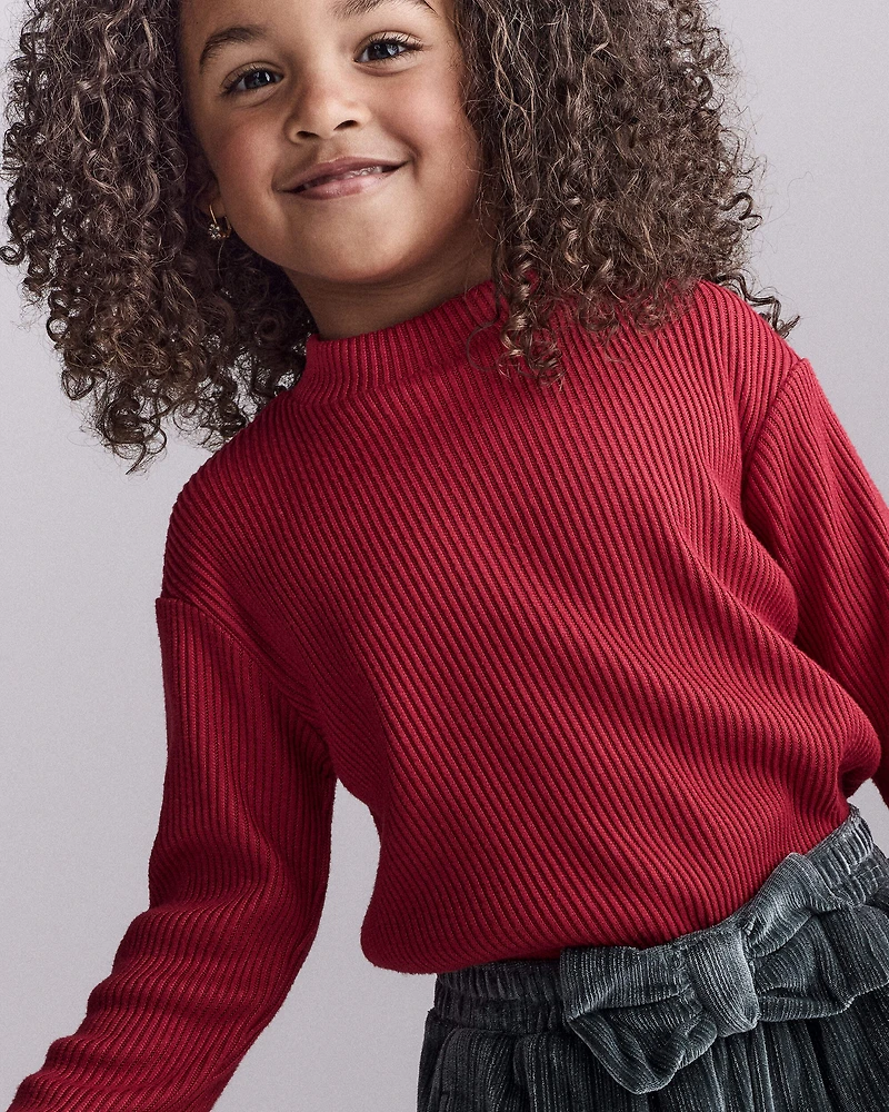 Toddler Girl Mock Neck Long-Sleeve Top - Red