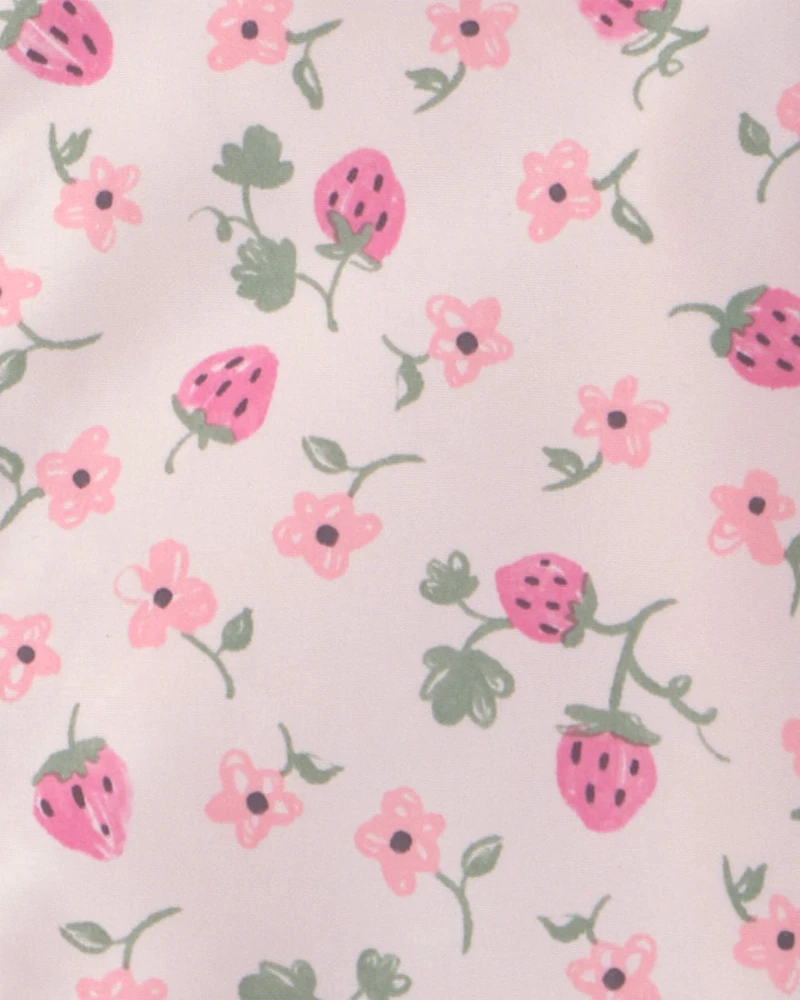 Toddler Girl Strawberry Floral Raincoat