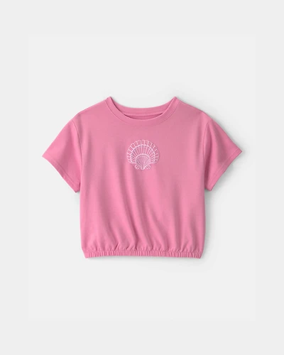 Girls Shell French Terry Top - Pink