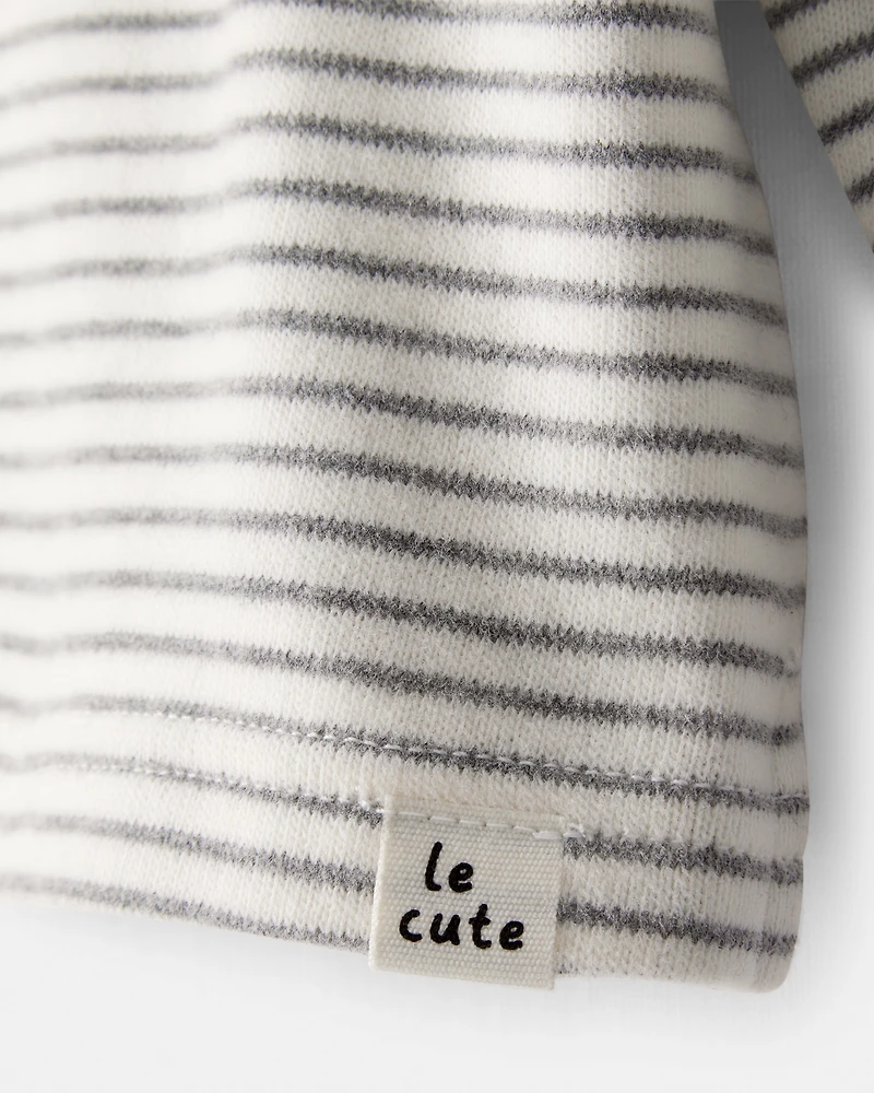 Baby Boy Long-Sleeve Striped Hooded Top - Grey