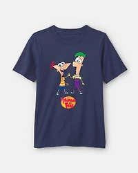 Kids Phineas and Ferb Graphic Tee - Navy Blue