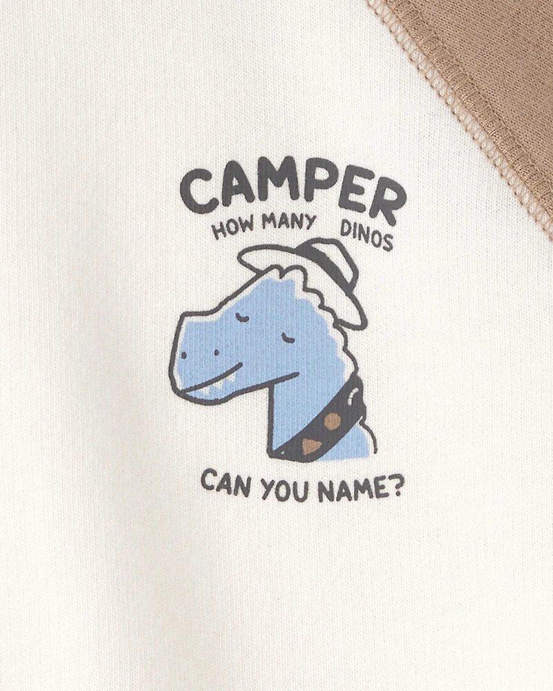 Baby Boy Dinosaur French Terry Pullover Sweatshirt - Brown/Ivory