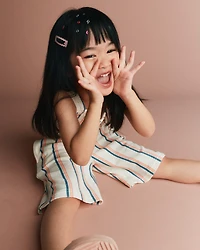 Toddler Girl Wide-Leg Capri Pant Stripes - Cream