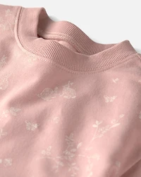 Toddler Girl Organic Cotton Dress Pink Bunnies Print