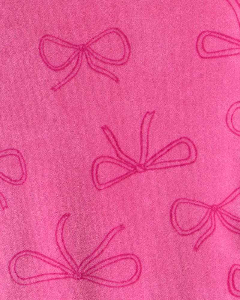 Toddler Girl Bow Print DreamPlush Long-Sleeve Snug Fit 2-Piece pyjamas - Pink