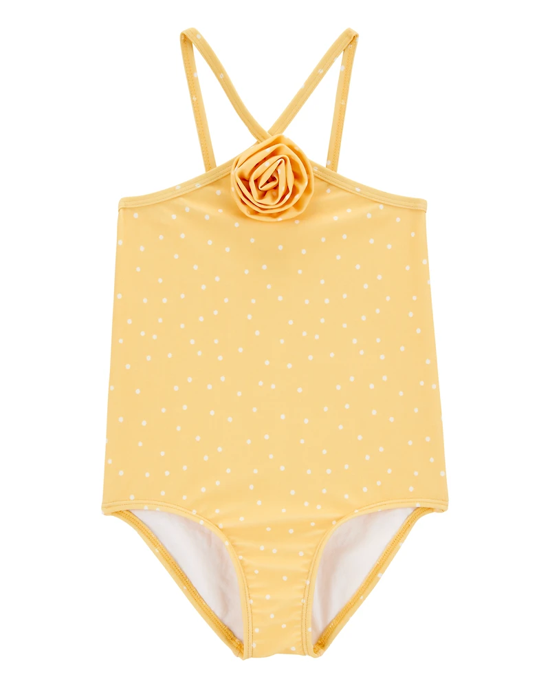 Toddler Girl 1-Piece Polka Dot Swimsuit - Gold