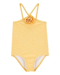Toddler Girl 1-Piece Polka Dot Swimsuit - Gold