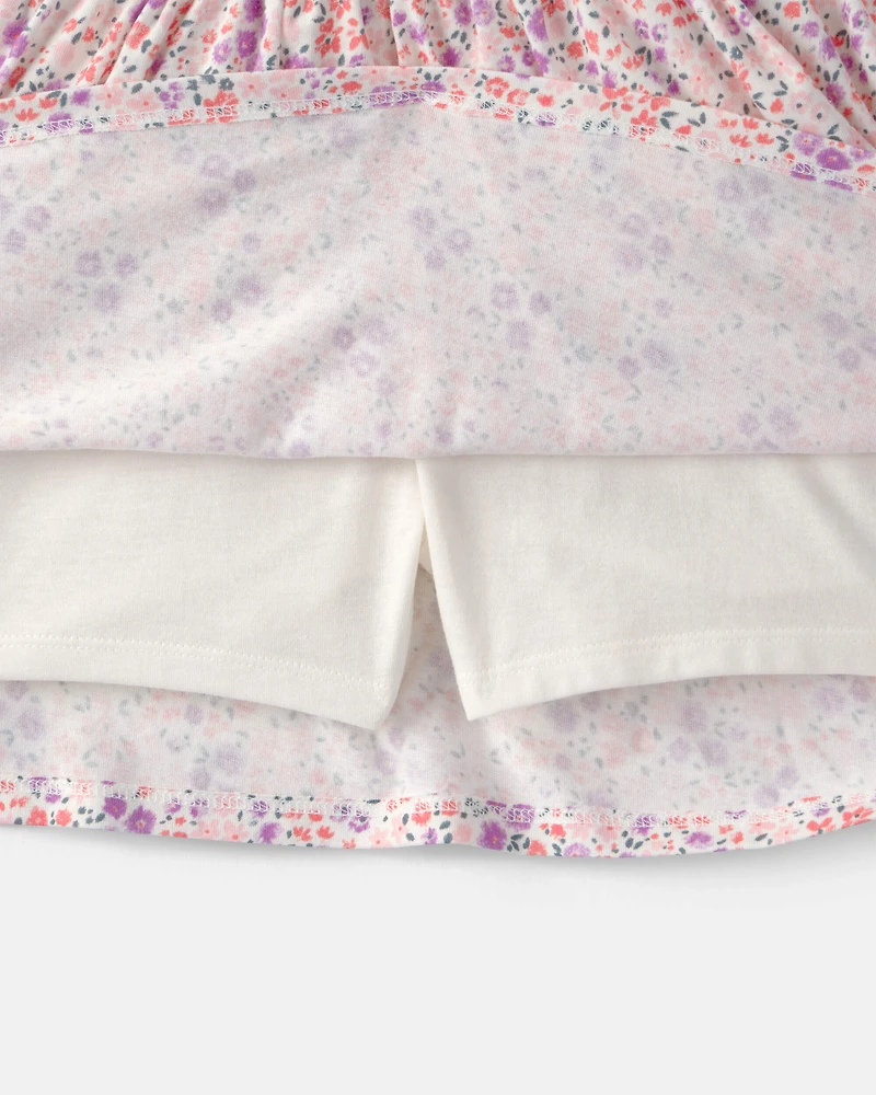 Girls Floral Skort - Pink