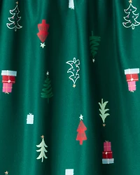 Girls 2-Piece Green Trees Long-Sleeve Loose Fit Night Gown & Matching Doll