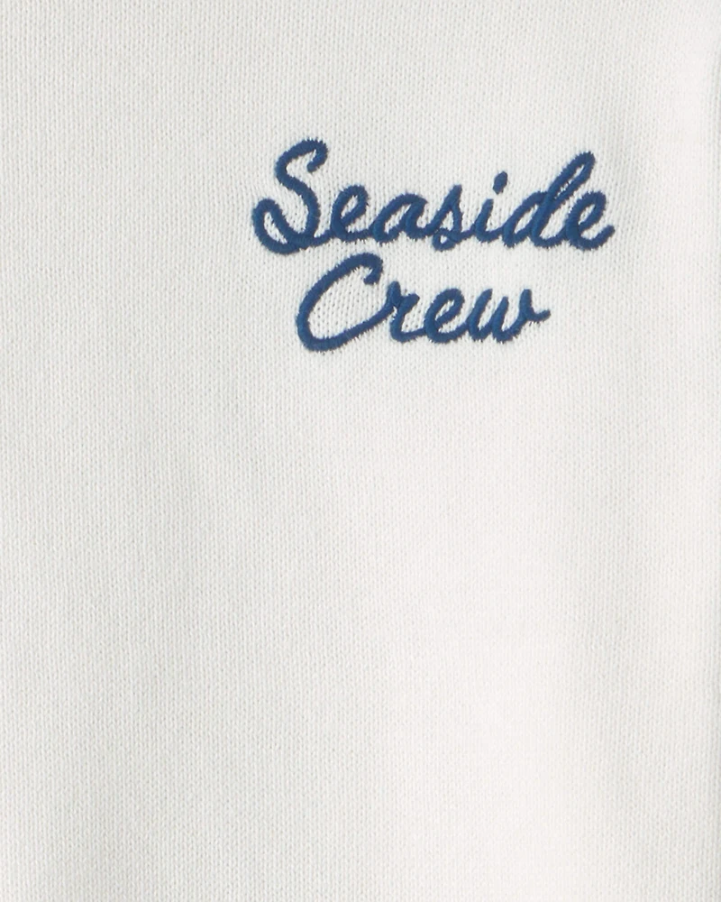Girls 'Seaside Crew' Nautical Sweater - White