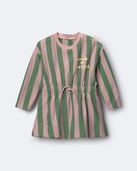 Toddler Girl Tie-Front Dress Stripes - Mauve