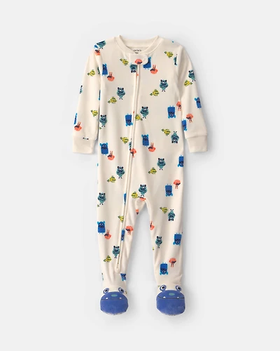 Toddler Boy 1-Piece Monster DreamPlush Snug Fit Footed Pyjama - Cream