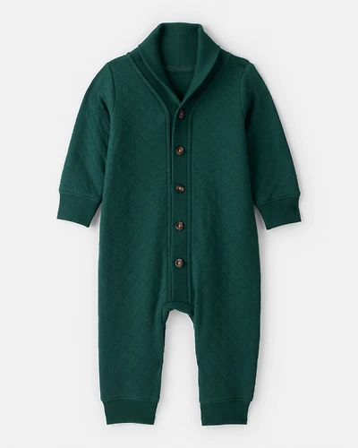 Baby Boy Quilted Long-Sleeve Jumpsuit - Green