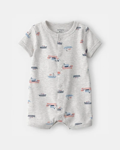 Baby Boy Boat Short-Sleeve Romper - Grey