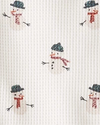 Baby 2-Piece Organic Cotton Waffle Knit Set Snowman Print