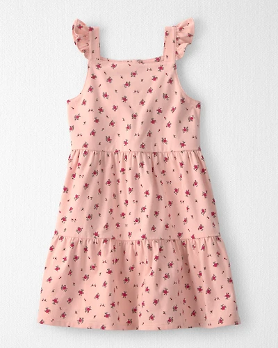 Toddler Girl Organic Cotton Tiered Dress Blush Floral Print
