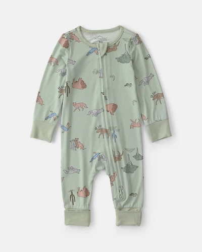 Baby Boy Animal Print PurelySoft™ 2-Way Zip Sleeper - Green