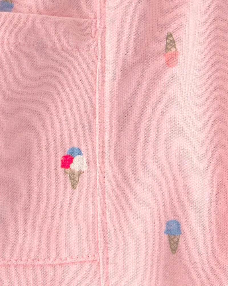 Toddler Girl Ice Cream French Terry Shorts - Pink
