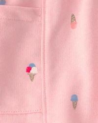 Toddler Girl Ice Cream French Terry Shorts - Pink