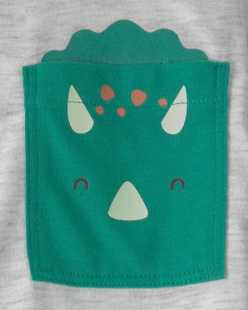 Toddler Boy Dinosaur Loose Fit 2-Piece Pyjama Set - Green/Grey