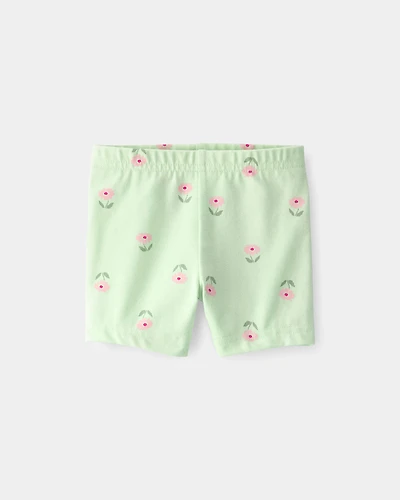 Baby Girl Floral Bike Shorts - Green