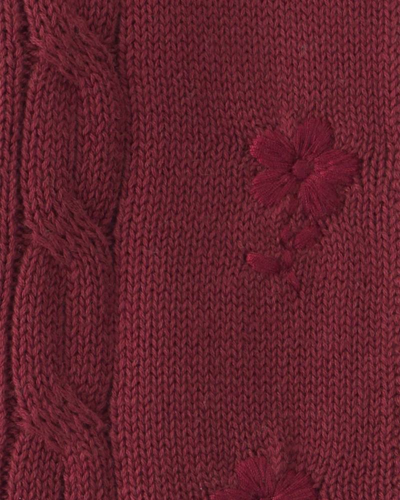 Baby Girl Organic Cotton Sweater Knit Embroidered Cardigan