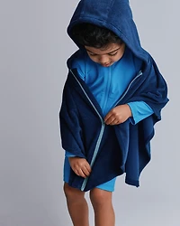 Toddler French-Terry Hooded Poncho Towel - Deep Night
