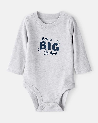 Baby Boy Long-Sleeve Graphic Bodysuit - Grey