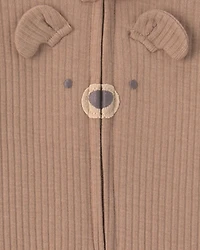 Baby Bear Cotton 2-Way Zip Sleeper - Brown