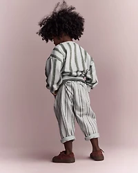 Toddler Striped French Terry Pocket Pants - Sage