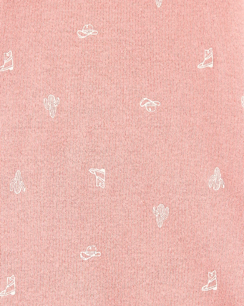 Baby Girl 5-Pack Cowgirl Print Cotton Multipack Bodysuits - White/Blue/Pink