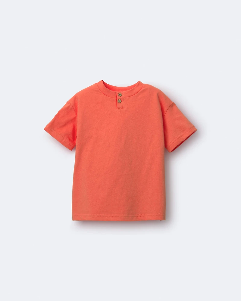 Toddler Boy Button-Front Tee - Orange