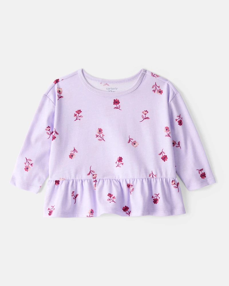 Baby Girl Floral Long-Sleeve Top - Purple