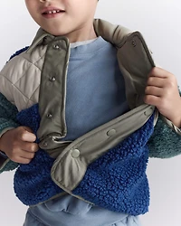 Toddler Boy colourblock Sherpa Jacket - Blue/Cream