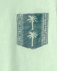 Boys Palm Tree Pocket Tee - Green