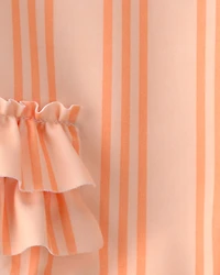 Baby Girl Striped Long-Sleeve 1-Piece Swimsuit - Orange