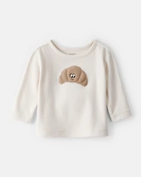 Baby Boy Croissant Long-Sleeve Tee - White