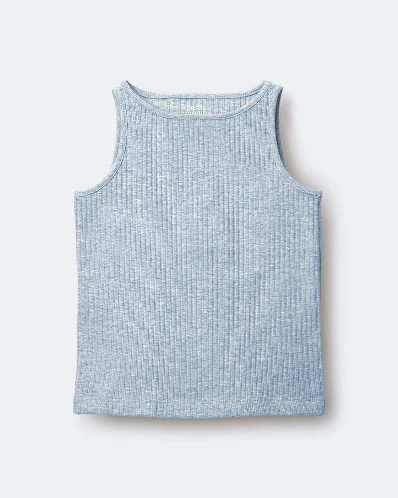 Toddler Girl Ribbed Playtime Tank - Heather Grey