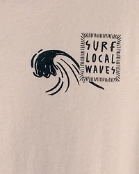 Kid Octopus Surf Graphic Tee - Tan