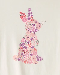 Girls Bunny Graphic Tee - Cream