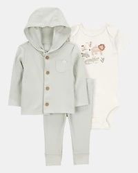Baby 3-Piece Lion Little Cardigan Set
