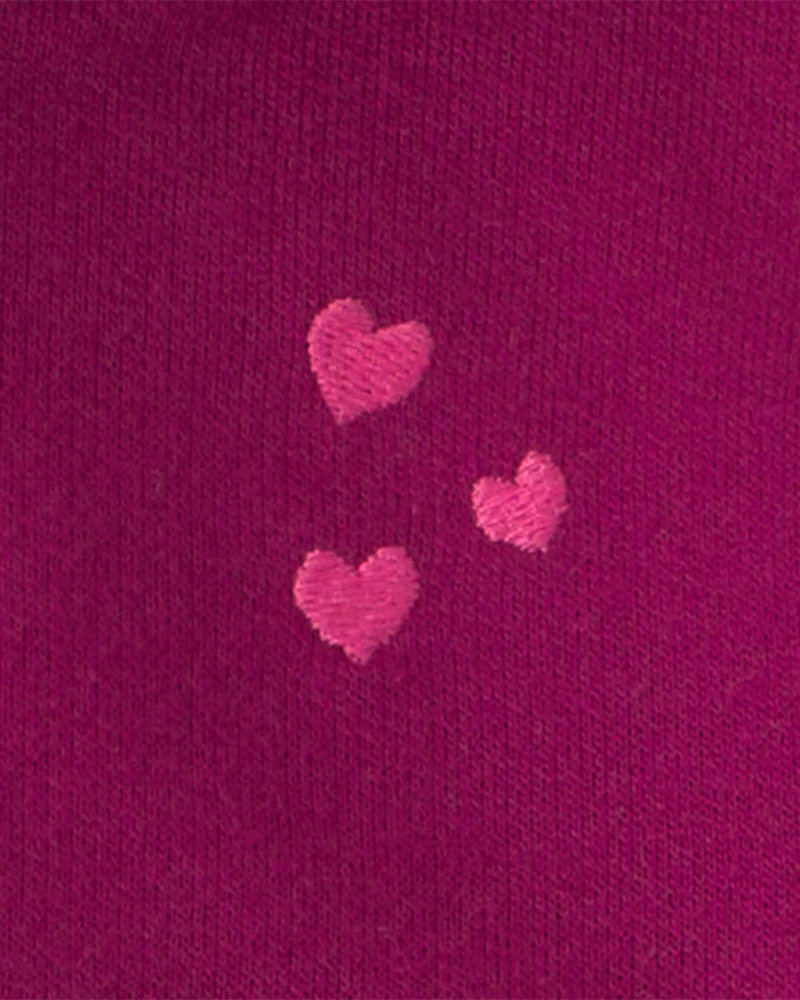 Baby Girl 3-Piece Heart French Terry Layering Set - Burgundy