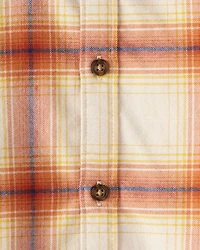 Toddler Boy Plaid Cotton Long-Sleeve Hooded Button-Down Shirt - Orange