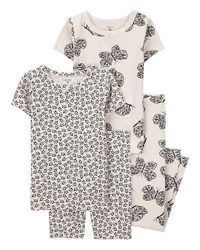 Kid 4-Piece Butterfly 100% Snug Fit Cotton Pyjamas