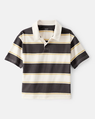 Boys Cotton Short-Sleeve Stripe Polo